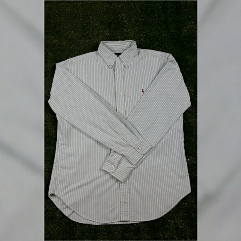 Polo Ralph Lauren size M Green stripe dress shirt